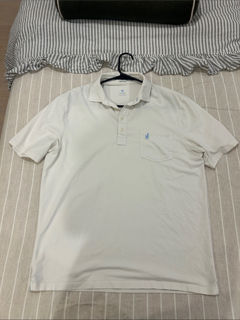 johnnie-O White Short-Sleeve Polo with Pocket Accent